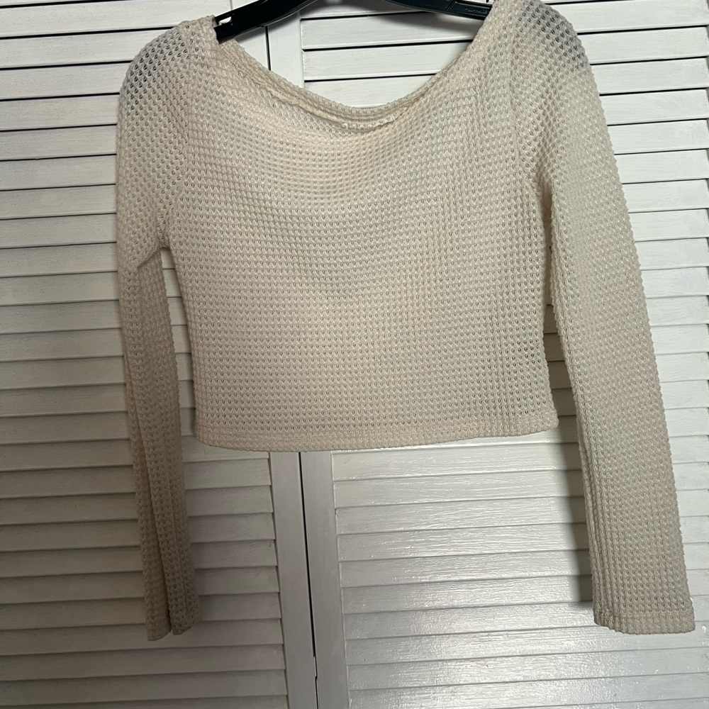 SHEIN Off-the-Shoulder Cream Sweater